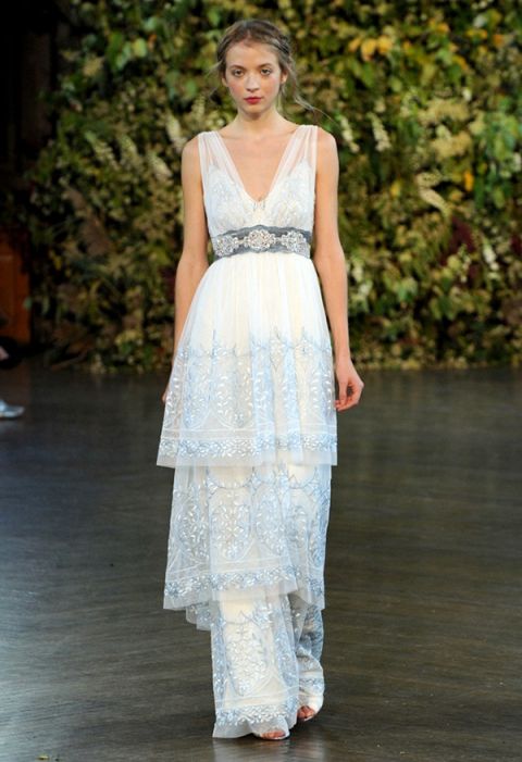 Delicate Blue Tiered Wedding Dress | Claire Pettibone | The Best of Bridal Fashion Fall 2015