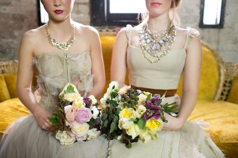 Distressed Vintage Bride and Bridesmaid Styling | Erin Johnson Photography | Iron and Velvet Romantic Steampunk Wedding