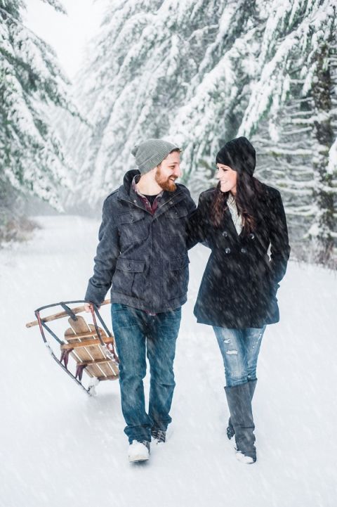 Warm and Cozy Snowfall Engagement Portraits | Hey Wedding Lady