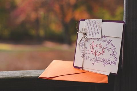 DIY Wedding Stationery | Bit of Ivory Photography | Traditional Autumn Wedding in Eggplant and Orange
