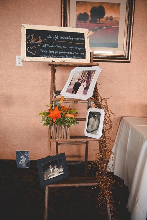 A Family Photo Display to Keep Loved Ones Close | Bit of Ivory Photography | Traditional Autumn Wedding in Eggplant and Orange
