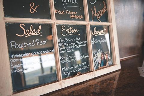 Wedding Menu on Window Panes | Bit of Ivory Photography | Traditional Autumn Wedding in Eggplant and Orange