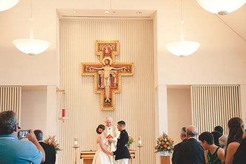 Catholic Wedding Ceremony | Bit of Ivory Photography | Traditional Autumn Wedding in Eggplant and Orange