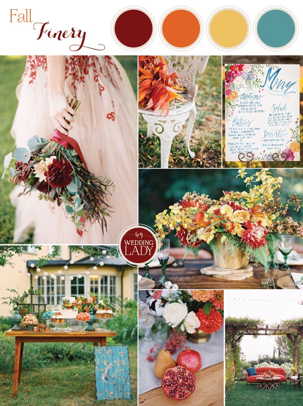 Bold and Colorful Fall Wedding in Burgundy, Orange, and