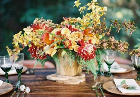 teal and orange fall wedding