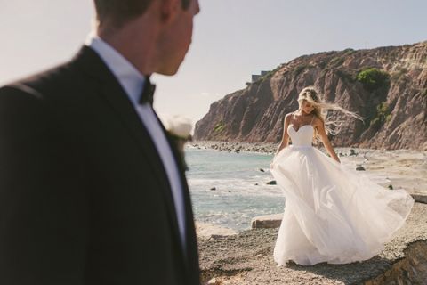 Black tie beach top wedding