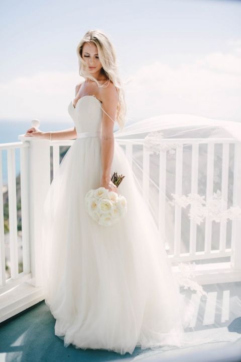 Ethereal Bridal Portraits Overlooking the Ocean | Vitaly M Photography | Black Tie Coastal Wedding with Classic Beach Details