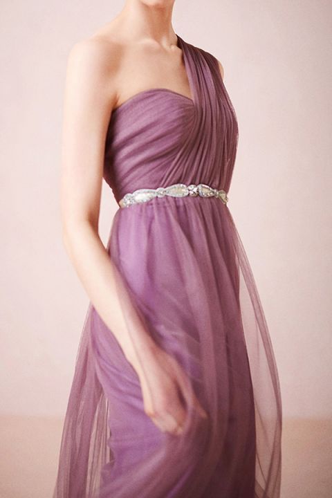 Purple Chiffon Bridesmaid Dress by BHLDN | Pewter and Plum - Luxe Vintage Wedding Inspiration in Silver and Purple