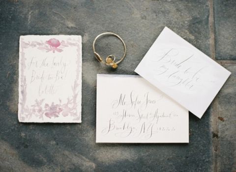 Watercolor Wedding Invitations | Elisa Bricker Photography | Pewter and Plum - Luxe Vintage Wedding Inspiration in Silver and Purple