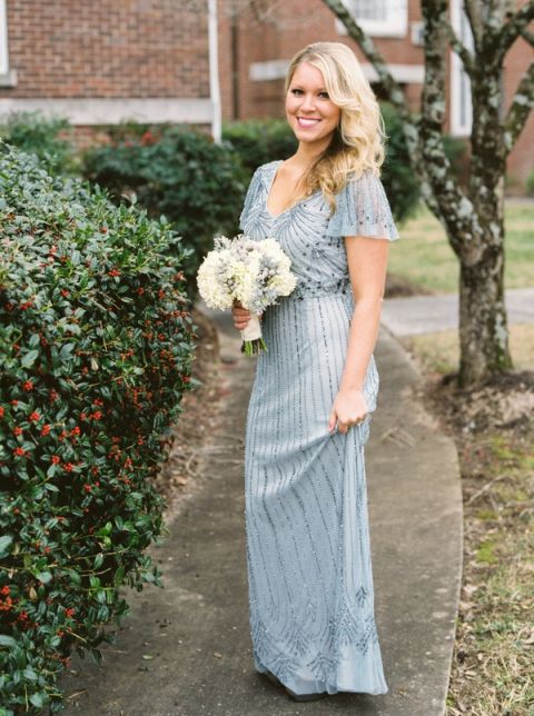 Beaded bridesmaid outlet dresses blue