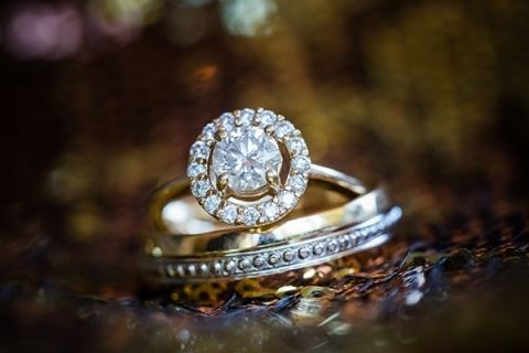 Gorgeous Halo Diamond Engagement Ring | Julie Nicole Photography | Colorful and Classic Vineyard Wedding in Northern California