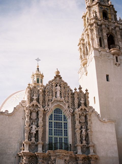 The Stunning Spanish Architecture of Balboa Park, San Diego | Katie Grant Photography | Old World Architectural Wedding Styling in Lace and Pearl