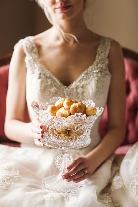 French Pastries in Cut Crystal | Megan Robinson Photography and Leslie Dawn Events | Pearls and Roses - Vintage French Glam Wedding Portraits