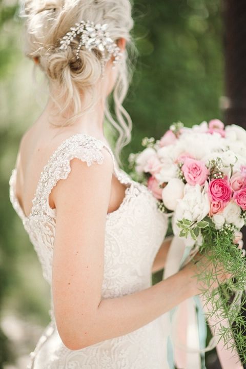 Beaded Lace Wedding Dress with a Crystal Headpiece | Megan Robinson Photography and Leslie Dawn Events | Pearls and Roses - Vintage French Glam Wedding Portraits