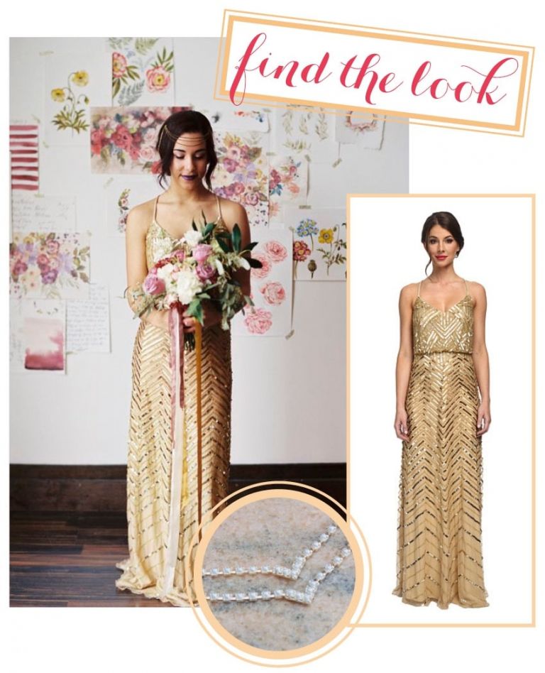 A Glam Gold Adrianna Papell Gown | Get the Look - Find the Perfect Bridal Style