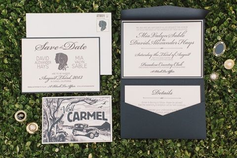 Vintage Inspired Black and White Invitation