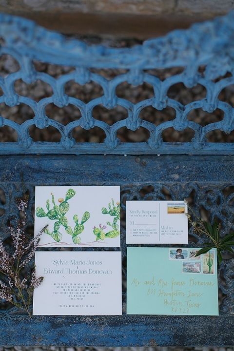 Cactus Print Invitations | Charla Storey Photography and Grit + Gold | Regal Hacienda Wedding Shoot in Rich Jewel Tones