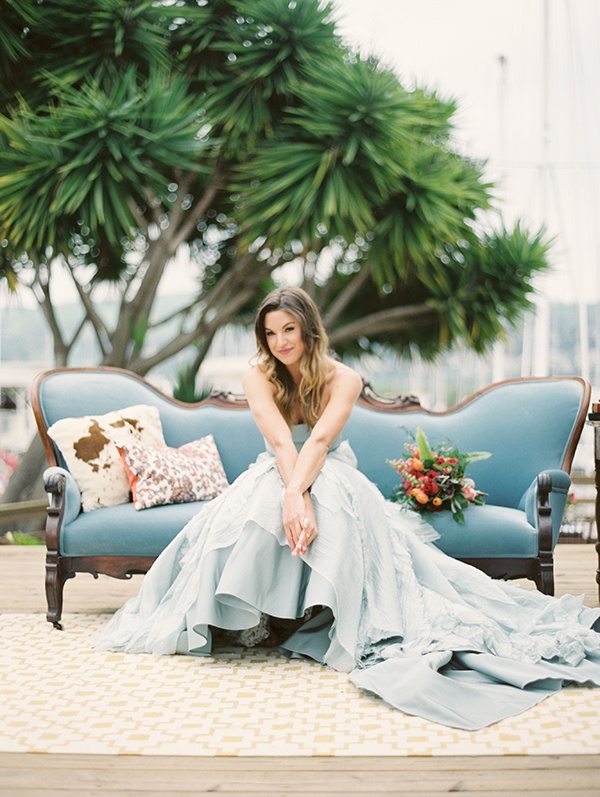 Colorful Nautical Shoot with a Blue Wedding Dress - Hey Wedding Lady