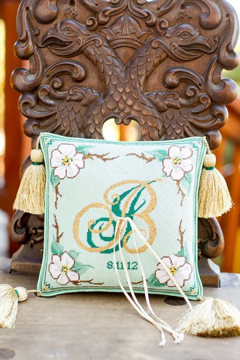 Monogrammed Wedding Ring Pillow