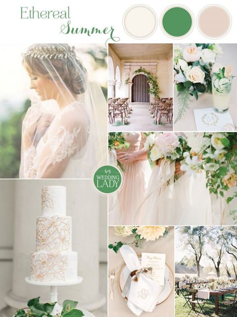 Ethereal Neutral Wedding Ideas for Summer in Ivory and Gold with Classic Monogram and Laurel Wreath Details