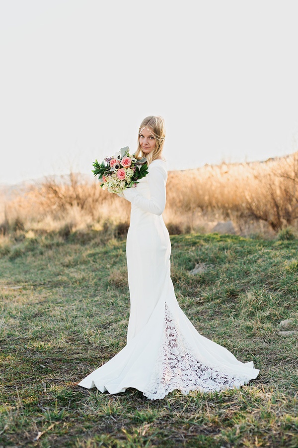 Blush and Gold Boho Bride at Magic Hour - Hey Wedding Lady