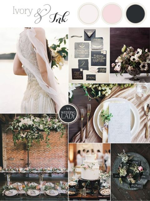Ivory and Ink - A Moody and Dramatic Industrial Wedding Palette