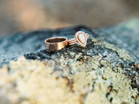 Pave Pear Shaped Engagement Ring | Danielle Poff Photography | Effortlessly Chic Sparkling Neutral Wedding