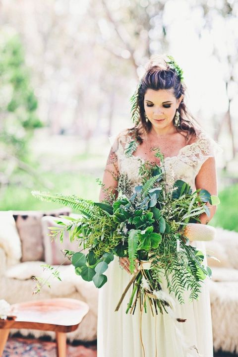 Fern and Eucalyptus Bouquet | Amazonas Photography | Bohemian Forest Wedding