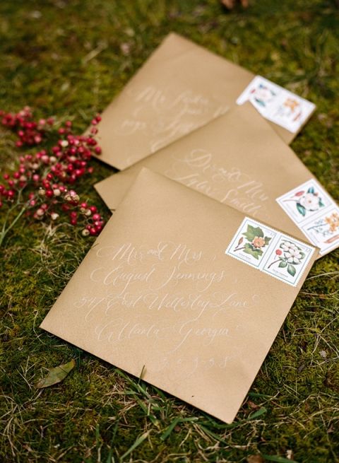 Kraft Paper and Calligraphy Invitations 