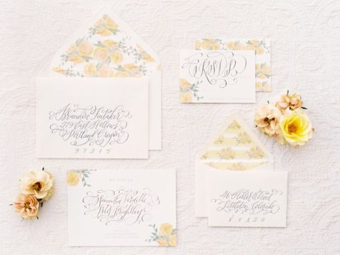 Floral Print Invitations in Sunny Yellow 