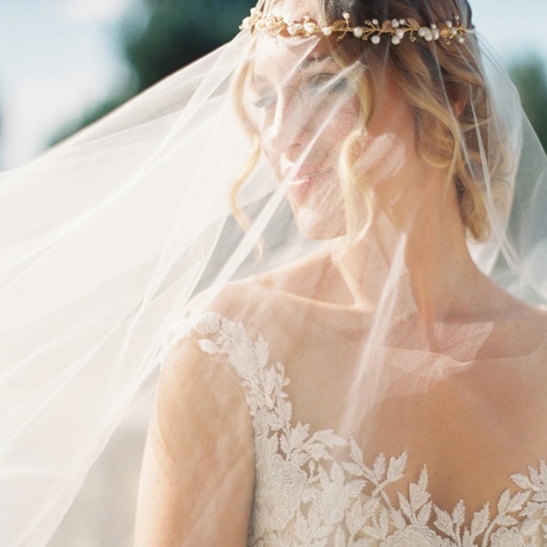 pastel floral wedding dress