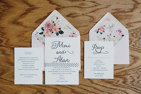 Floral Print Wedding Invitation | Leo Evidente | Chic Parisian Wedding in a Rustic Barn