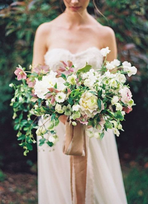 Hellebore and Peony Bouquet | Brandi Smyth Photography | Fall 2015 Wedding Colors in Taupe, Mauve, and Dusty Rose