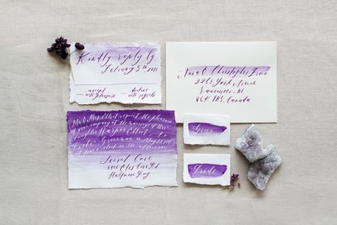 Purple Watercolor Invitation | Christie Graham Photography | Raw Gemstone Wedding Shoot