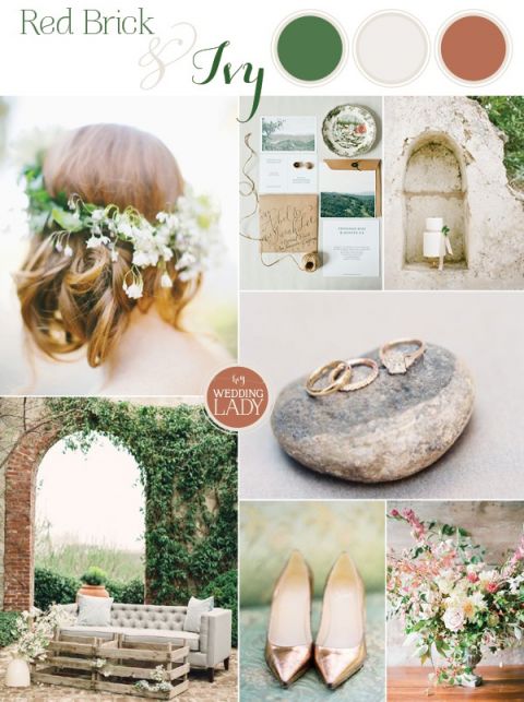 Natural Earth Tone Fall Wedding Palette in Brick and Ivy
