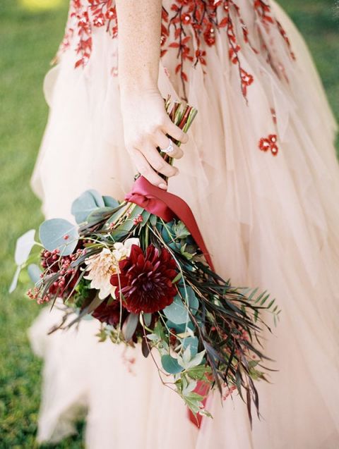 Bold Colors and a Floral Wedding Dress for Fall