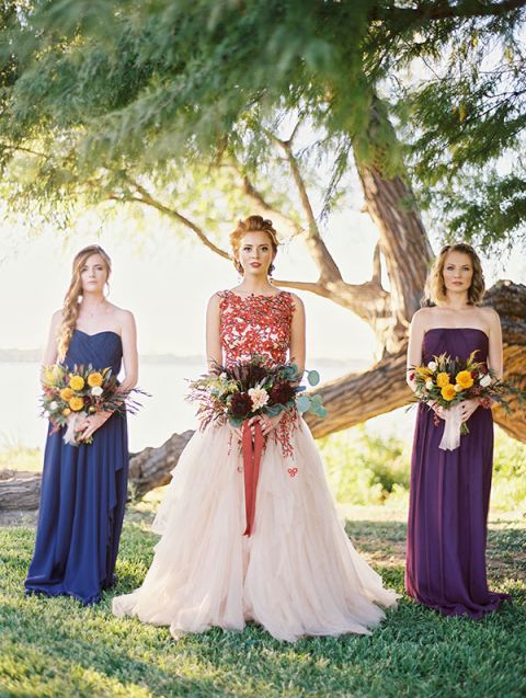 Bold Colors and a Floral Wedding Dress for Fall