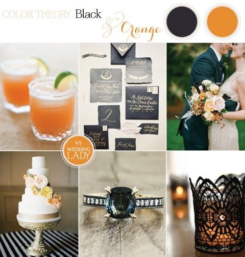 Black, Gold, and Orange Palette for a Chic Halloween Wedding