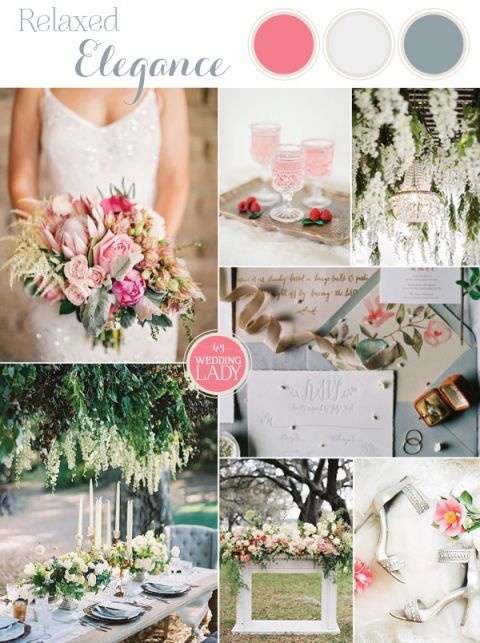 Sophisticated Botanical Wedding in Bright Pink and Pale Blue