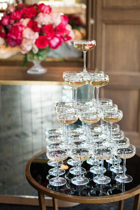 Vintage Champagne Tower and Peony Centerpiece | Ashley Ludaescher Wedding Photography | Happy New Year and Cheers to a Fabulous 2016!