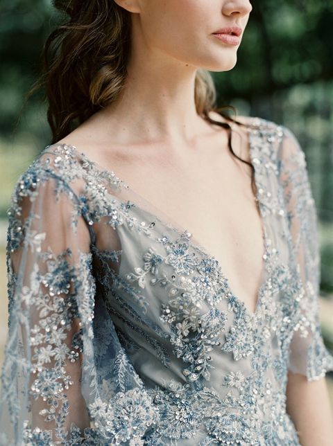 silver blue wedding dress