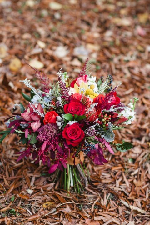 Vibrant Fall Bouquet in Jewel Tones | Soul Child Photography | https://heyweddinglady.com/colorful-bohemian-wedding-fall/