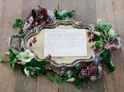 Vintage Silver and Lush Flowers