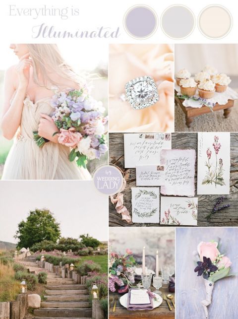 A Luminous Spring Wedding Palette in Lilac Gray and Peach