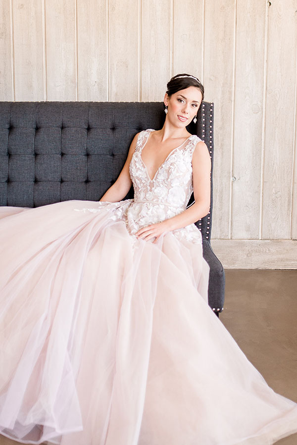 Styling a Modern Bridal Tiara with a Blush Wedding Dress - Hey Wedding Lady
