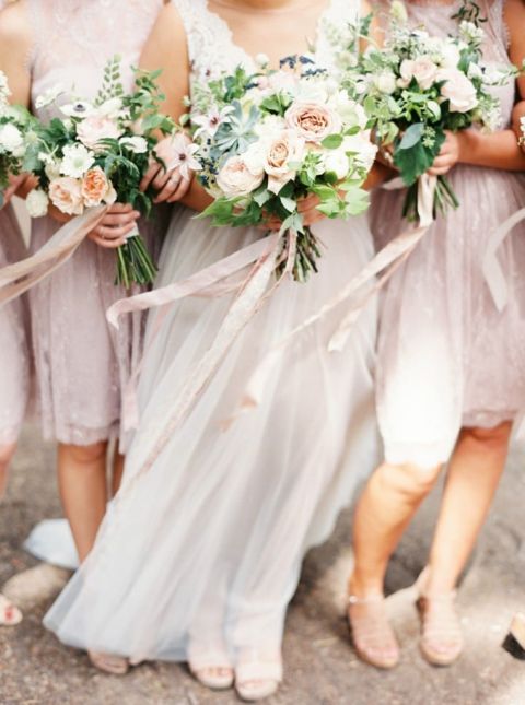Lavender and Dusty Purple Bridesmaids for a Garden Wedding