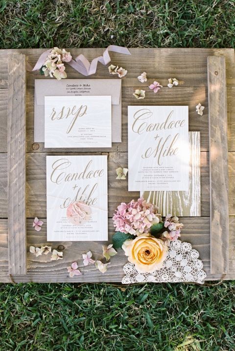 Elegant Gold Calligraphy Wedding Invitations