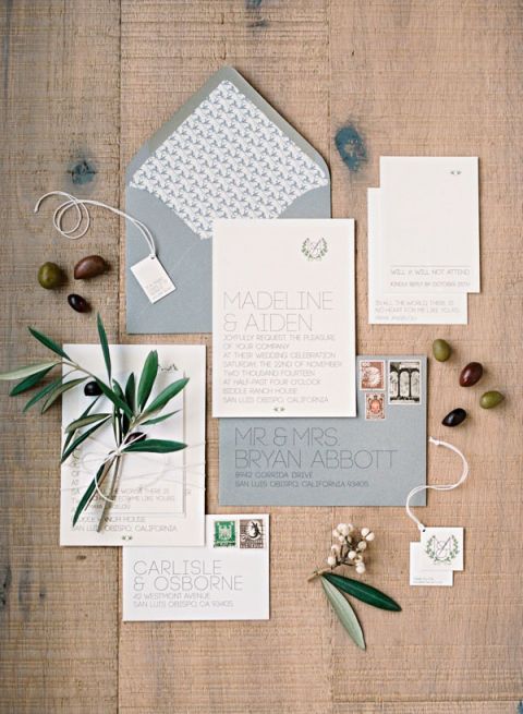 Clean and Modern Gray Wedding Invitation Suite