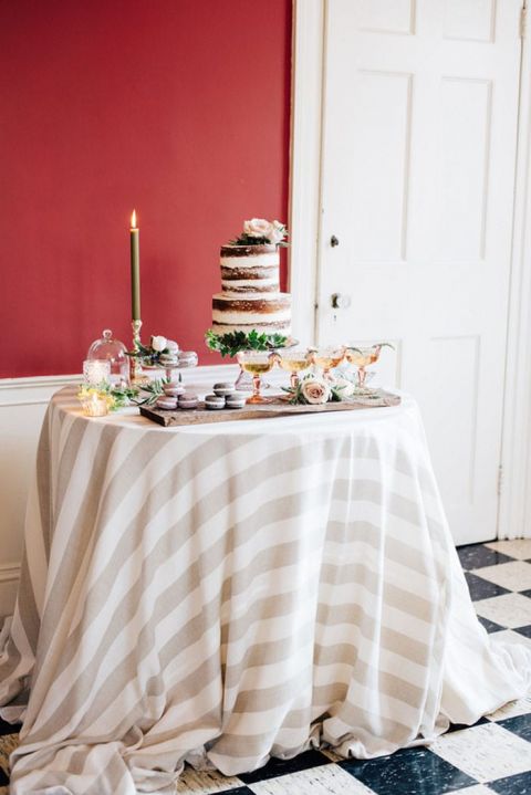 Dessert and Bar Display with Preppy Striped Linens