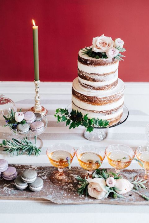Lilac and Gray Dessert Display with Vintage Champagne Cocktails and Preppy Stripes